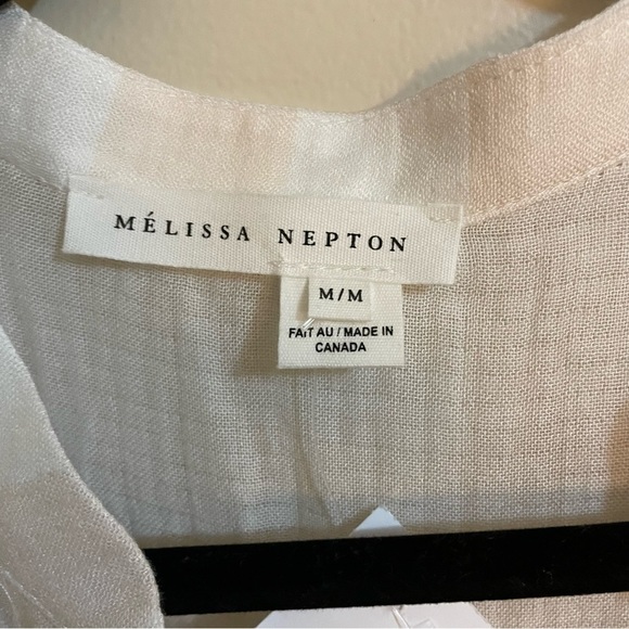 𝅺melissa Neptune Fisher High Low Wide Stripe Split Sleeve Button down Shirt - Picture 3 of 9